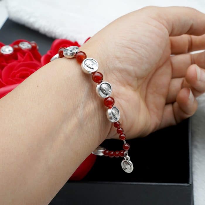 弹力手链手串-上主慈悲圣母玛利亚圣牌 Catholic religious art