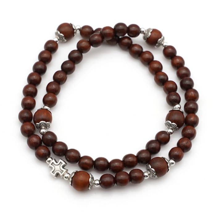 弹力手链-小叶紫檀-圣母显灵-两圈 Catholic religious art