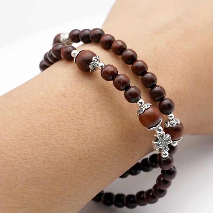 弹力手链-小叶紫檀-圣母显灵-两圈 Catholic religious art