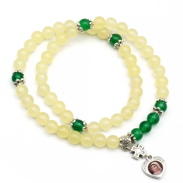 弹力手链-中国风-浅黄玉髓-合金珠 Catholic religious art