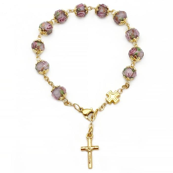 龙虾扣手链-灰色琉璃内花-8mm Catholic religious art