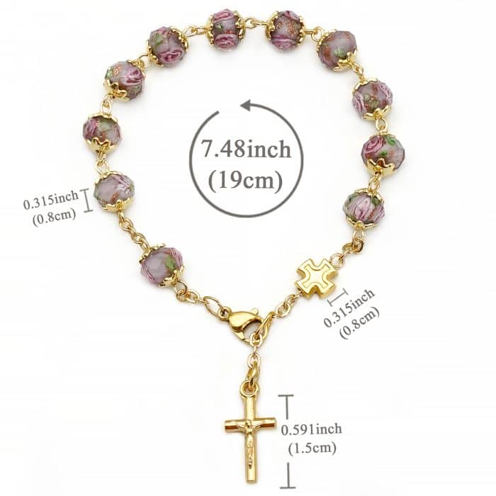 龙虾扣手链-灰色琉璃内花-8mm Catholic religious art