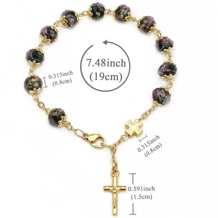 龙虾扣手链-黑色琉璃内花-8mm Catholic religious art