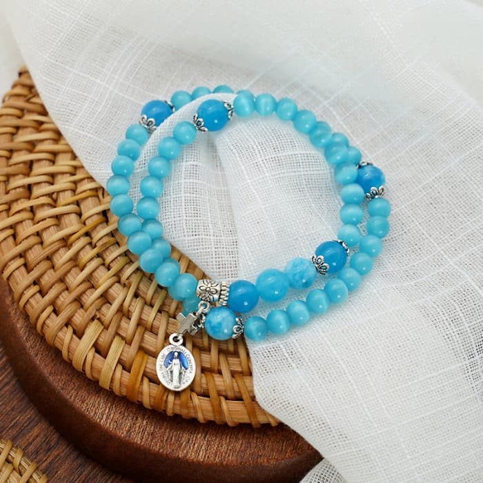 弹力手链-云边蓝猫眼-6mm-两圈 Catholic religious art