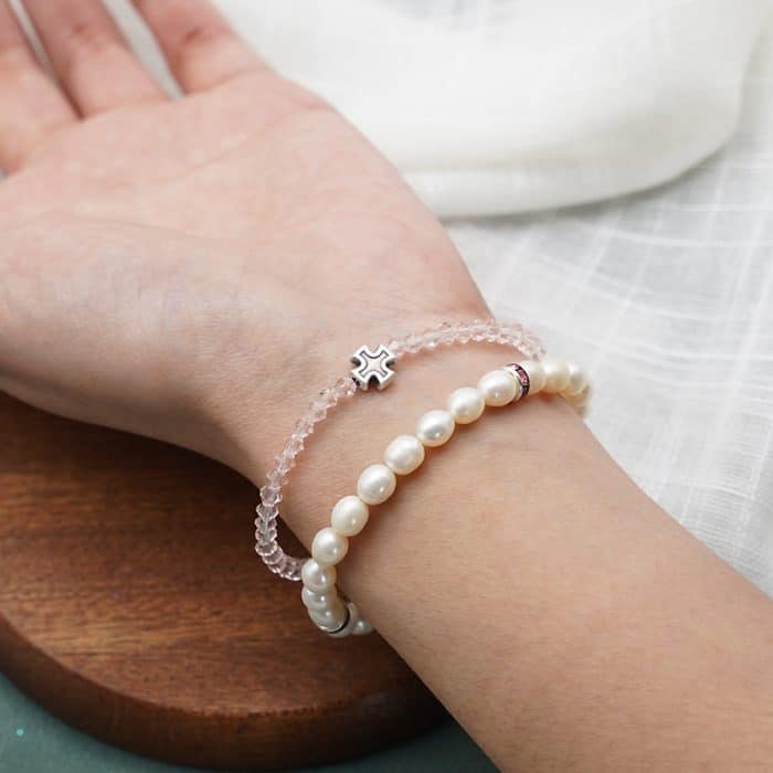 弹力手链-珍珠粉水晶套组 Catholic religious art