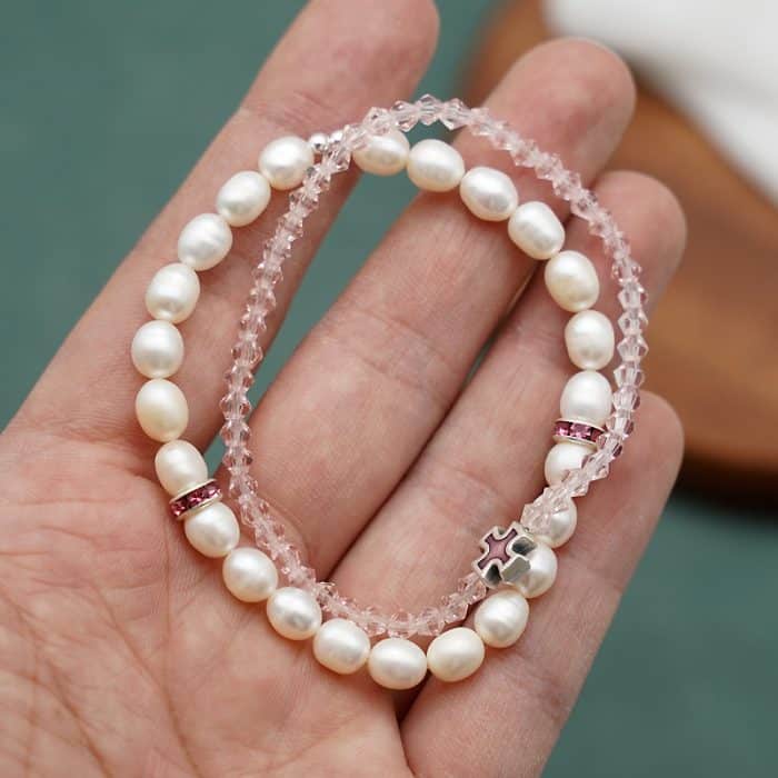 弹力手链-珍珠粉水晶套组 Catholic religious art