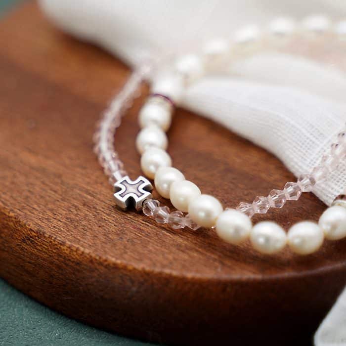 弹力手链-珍珠粉水晶套组 Catholic religious art