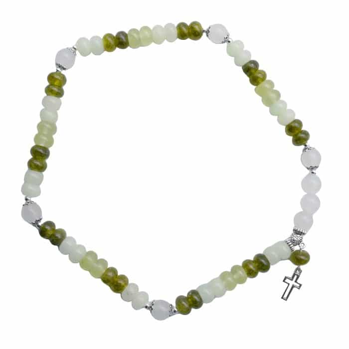 弹力手链-十字架吊坠-绿色玉髓-渐变 Catholic religious art