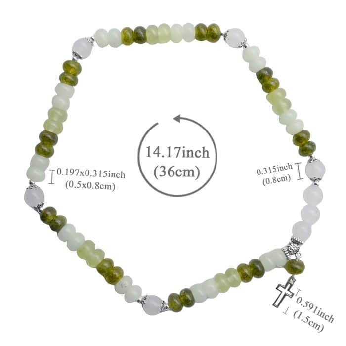弹力手链-十字架吊坠-绿色玉髓-渐变 Catholic religious art
