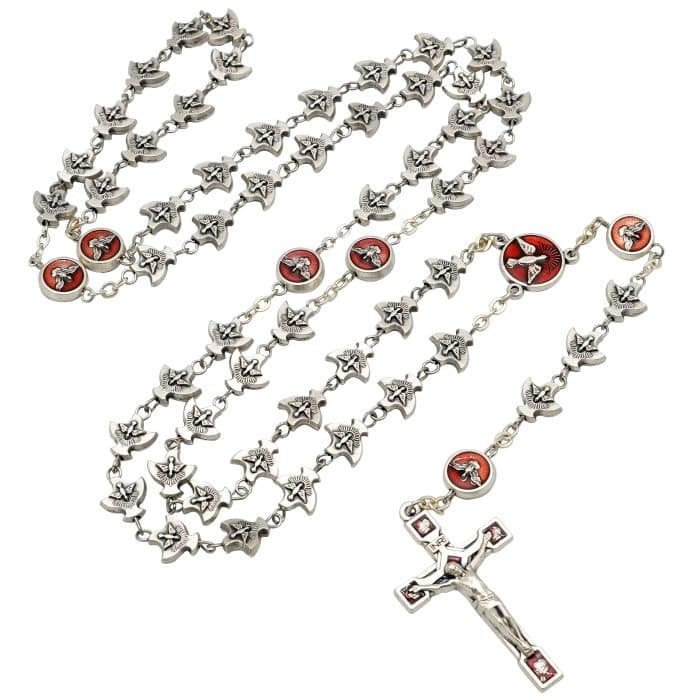 手工圣神玫瑰念珠 - 意大利合金配件与珐琅工艺 Catholic religious art