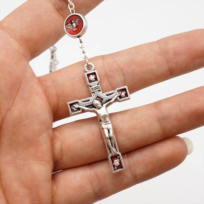 手工圣神玫瑰念珠 - 意大利合金配件与珐琅工艺 Catholic religious art