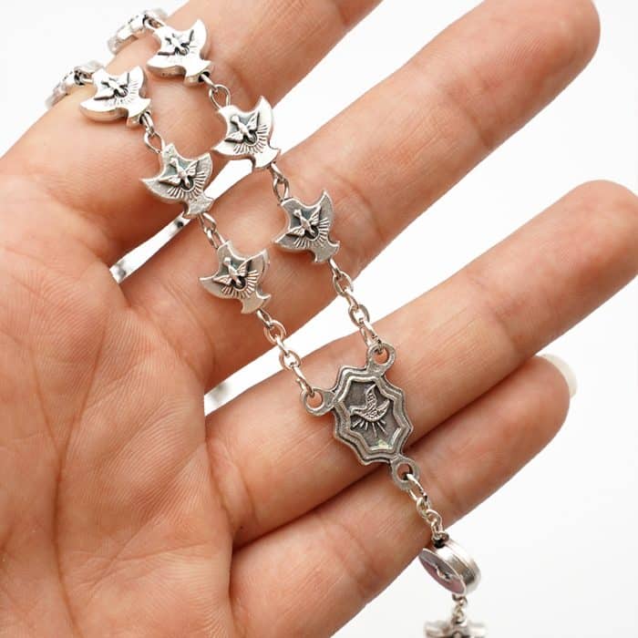 手工圣神玫瑰念珠 - 意大利合金配件与珐琅工艺 Catholic religious art