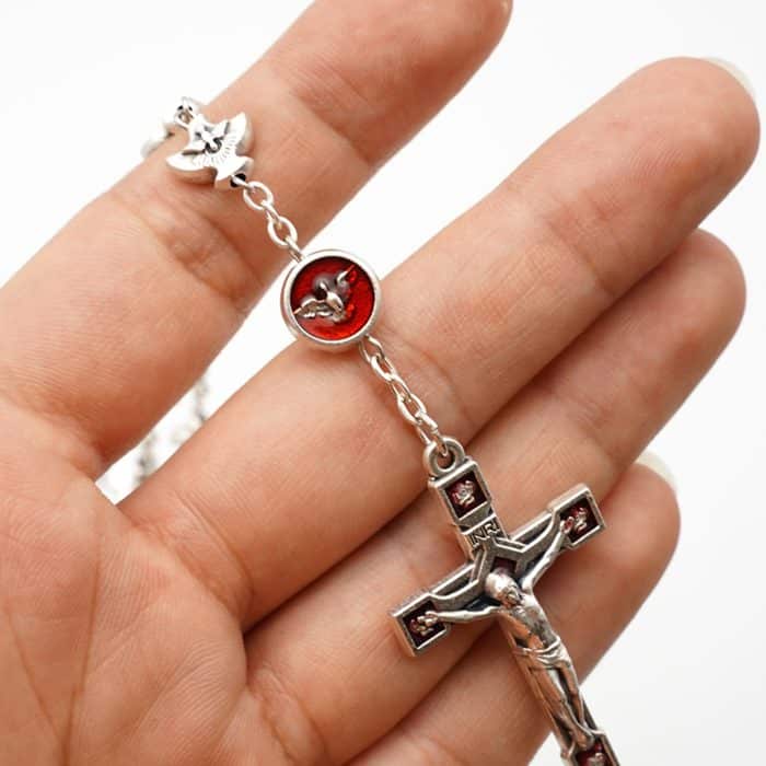 手工圣神玫瑰念珠 - 意大利合金配件与珐琅工艺 Catholic religious art