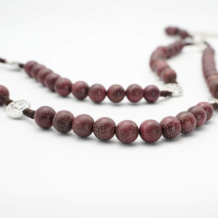 玫瑰念珠-紫罗兰玫瑰花圣牌圣本笃驱8mm Catholic religious art