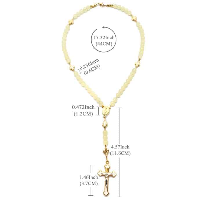 玉髓珠玫瑰念珠 - 珐琅十字架与意大利配件，附礼盒 Catholic religious art