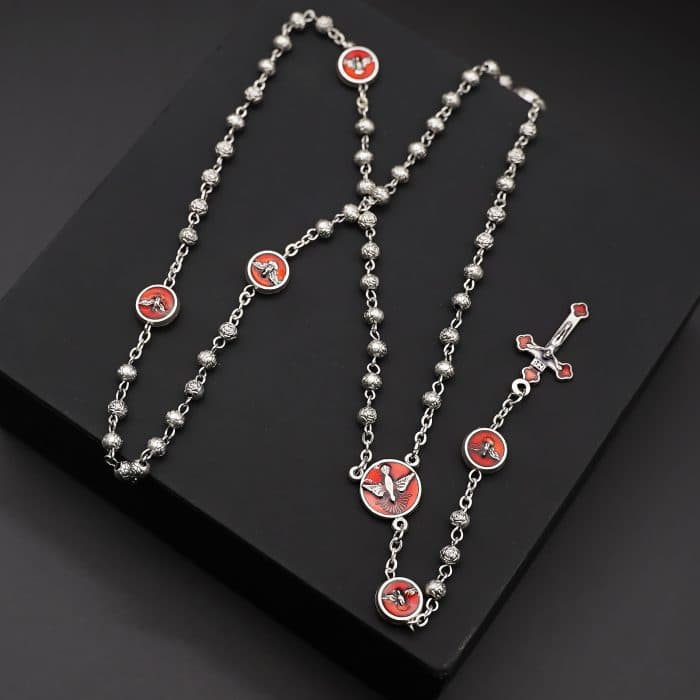 4毫米迷你玫瑰珠玫瑰念珠 - 圣神鸽主题，坚振礼礼品设计 Catholic religious art