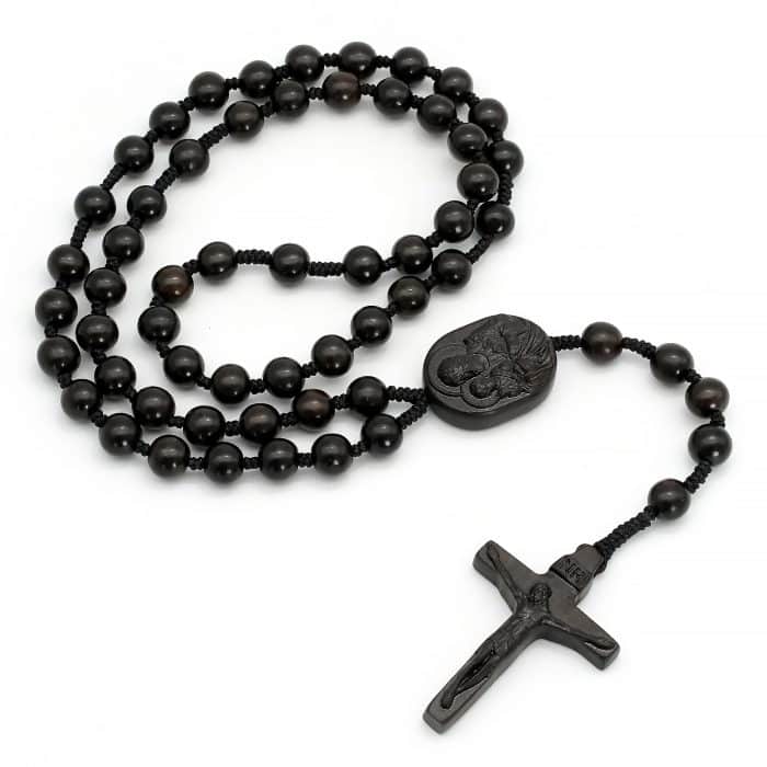 玫瑰念珠-若瑟年-黑檀木-原创款-8/10mm Catholic religious art