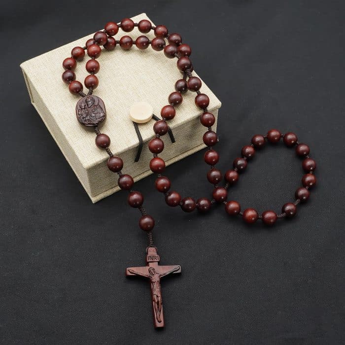 玫瑰念珠-若瑟年-小叶紫檀木-原创款-8/10mm Catholic religious art