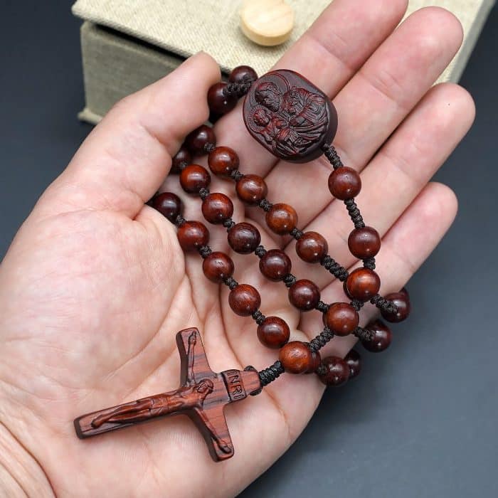 玫瑰念珠-若瑟年-小叶紫檀木-原创款-8/10mm Catholic religious art