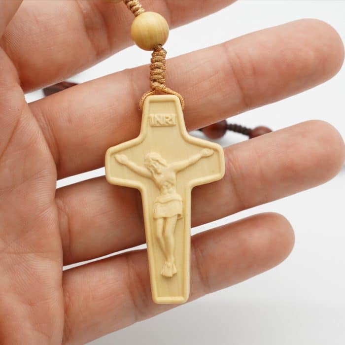 玫瑰念珠-若瑟年-黄杨木-原创款-若瑟文-8mm Catholic religious art