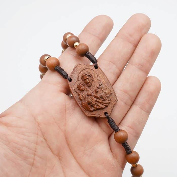 玫瑰念珠-若瑟年-黄杨木-原创款-若瑟文-8mm Catholic religious art