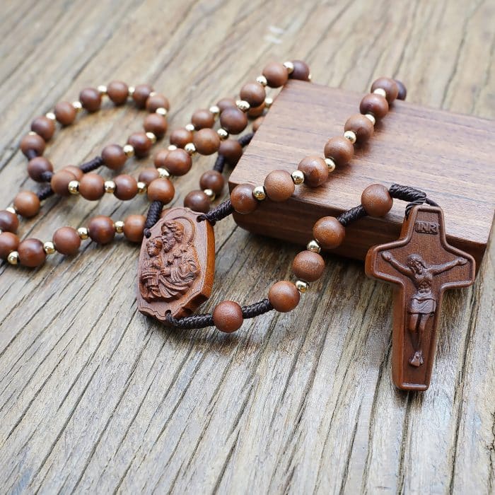 玫瑰念珠-若瑟年-黄杨木-原创款-若瑟文-8mm Catholic religious art