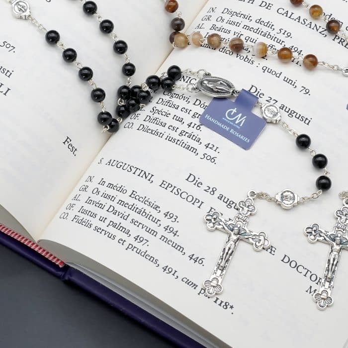 玫瑰念珠-缠丝玛瑙-6mm-送念珠包 Catholic religious art