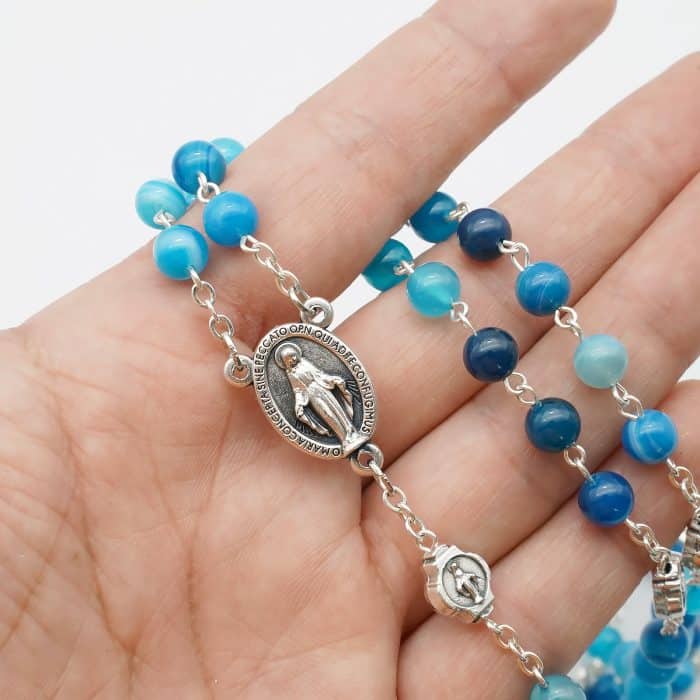 玫瑰念珠-缠丝玛瑙-6mm-送念珠包 Catholic religious art