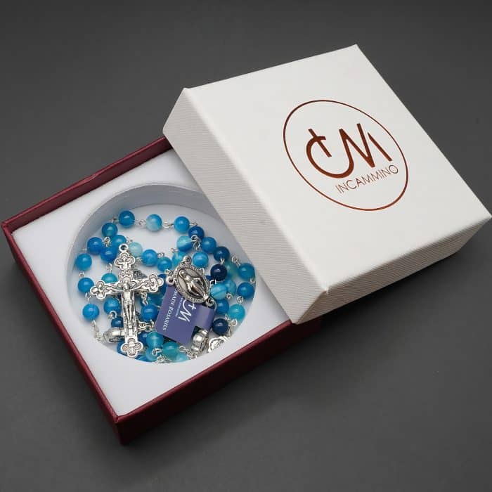 玫瑰念珠-缠丝玛瑙-6mm-送念珠包 Catholic religious art