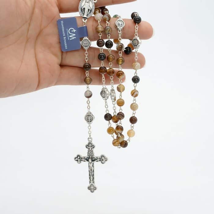 玫瑰念珠-缠丝玛瑙-6mm-送念珠包 Catholic religious art