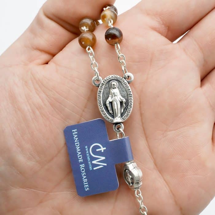 玫瑰念珠-缠丝玛瑙-6mm-送念珠包 Catholic religious art