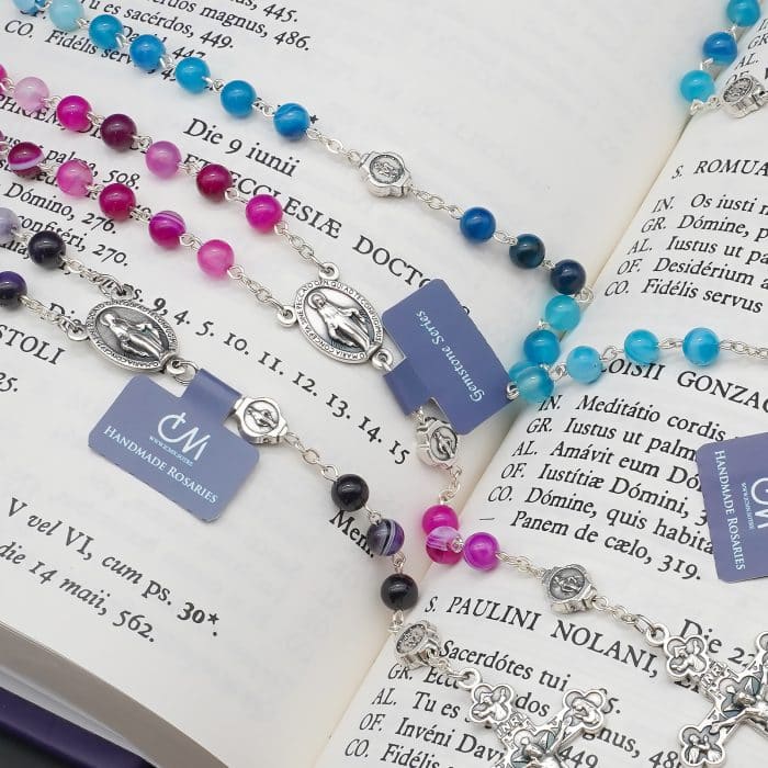 玫瑰念珠-缠丝玛瑙-6mm-送念珠包 Catholic religious art