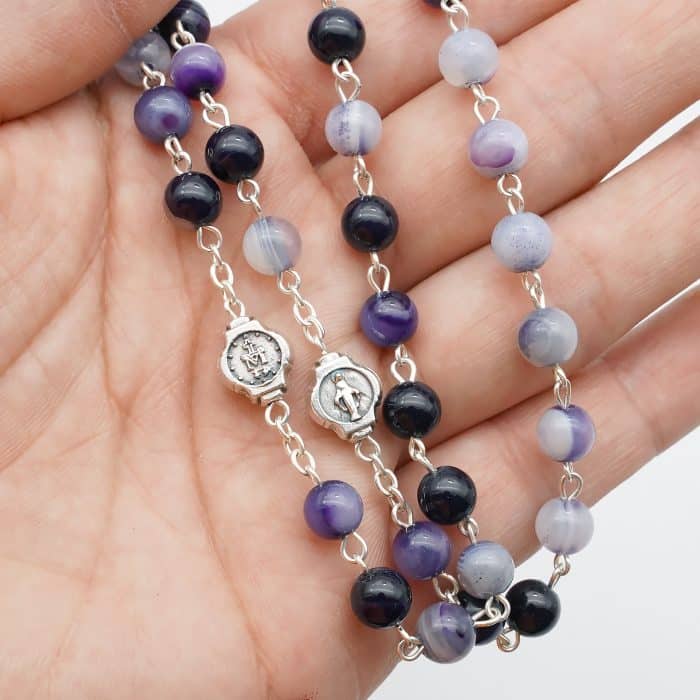 玫瑰念珠-缠丝玛瑙-6mm-送念珠包 Catholic religious art