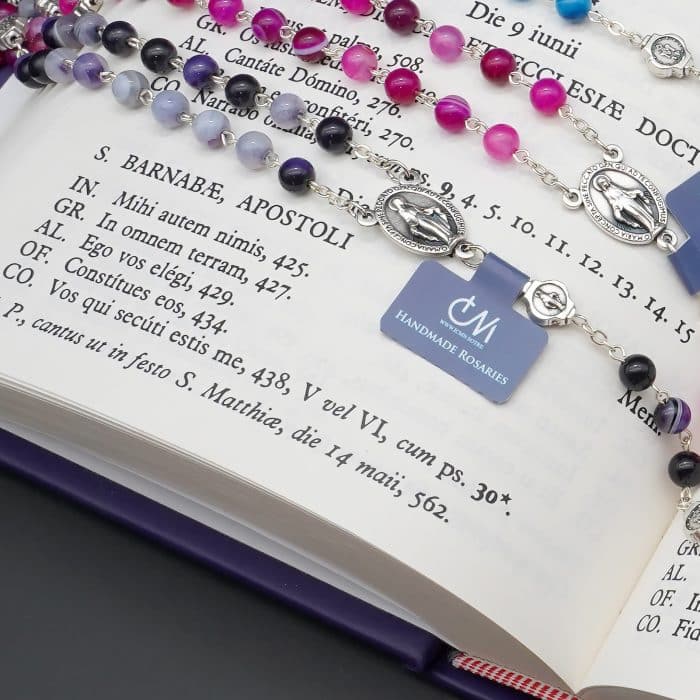 玫瑰念珠-缠丝玛瑙-6mm-送念珠包 Catholic religious art