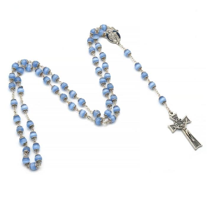 套装组合-玫瑰念珠-原创蓝猫眼-钥匙扣 Catholic religious art