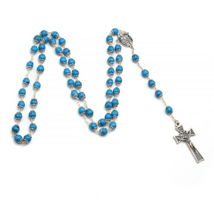 玫瑰念珠-原创蓝松石-8mm送念珠包 Catholic religious art