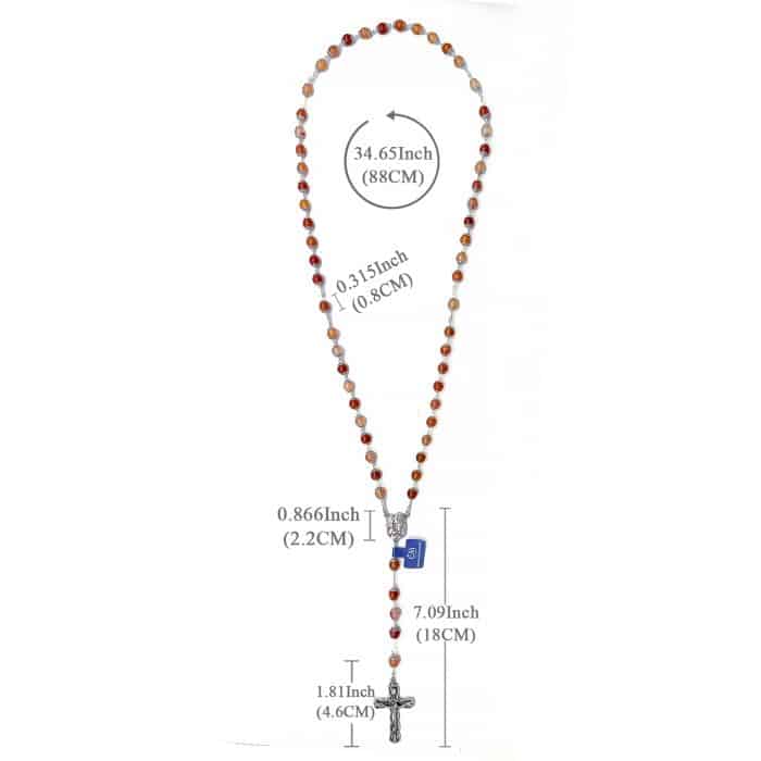 8毫米天然玛瑙玫瑰念珠 - 圣母与圣婴中心挂件 Catholic religious art