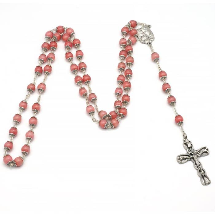 玫瑰念珠-红纹玉髓圣家-8mm Catholic religious art