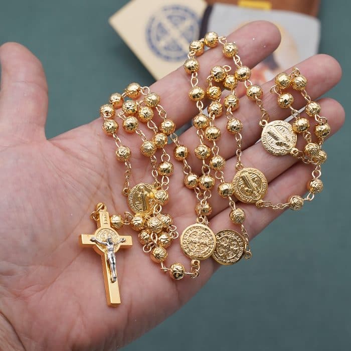 意大利手工圣本笃玫瑰念珠 - 附袋子与卡片 Catholic religious art