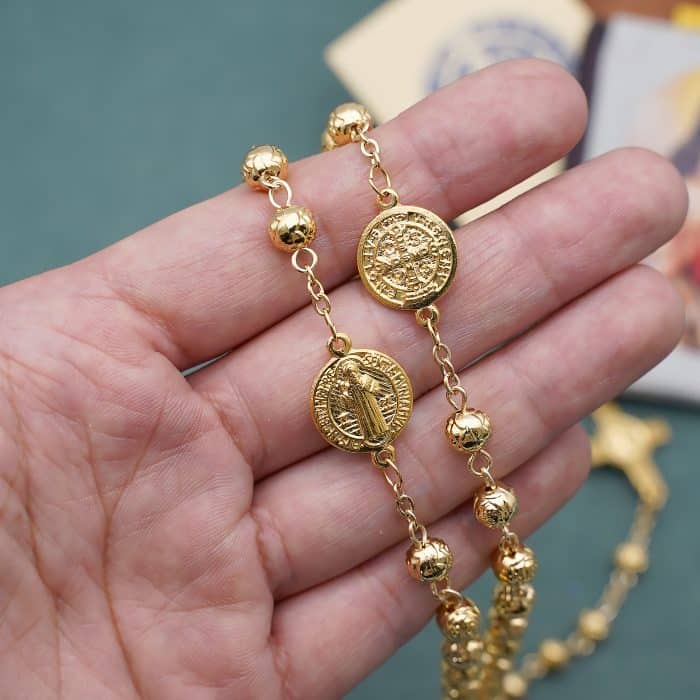 意大利手工圣本笃玫瑰念珠 - 附袋子与卡片 Catholic religious art