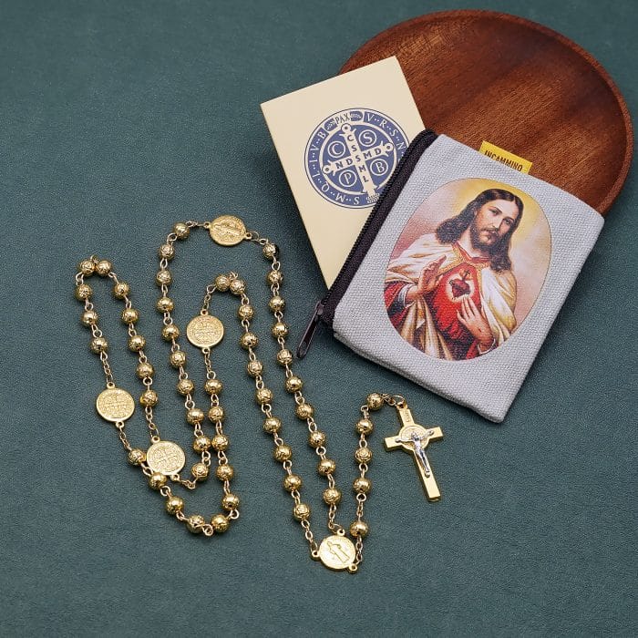 意大利手工圣本笃玫瑰念珠 - 附袋子与卡片 Catholic religious art