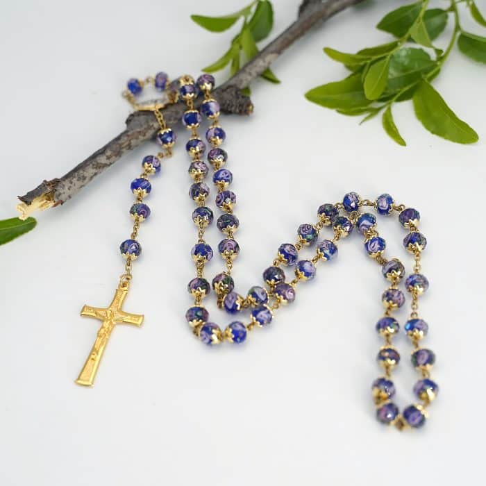 玫瑰念珠-显灵圣母-8mm珠琉璃内花原创-修女手工制作-配意大利配件 Catholic religious art