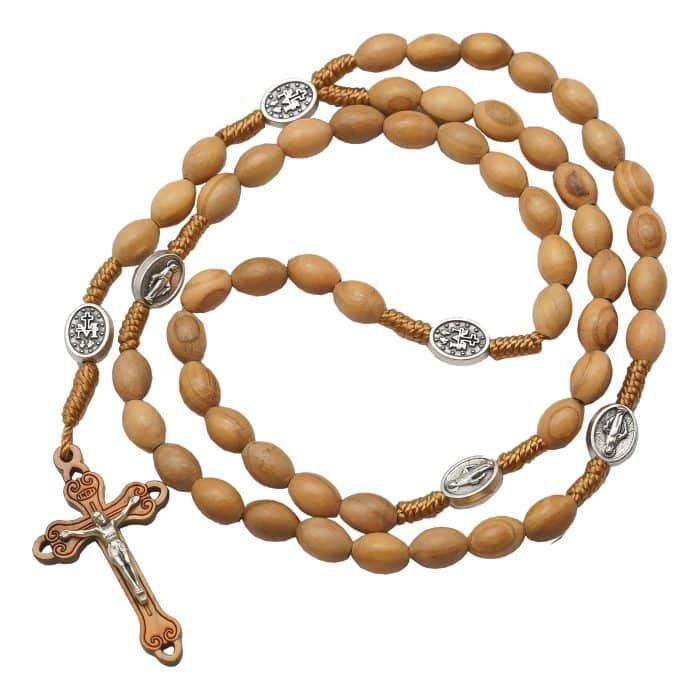 6x9毫米橄榄木珠玫瑰念珠绳编上主慈悲耶稣显灵圣母与圣本笃 Catholic religious art