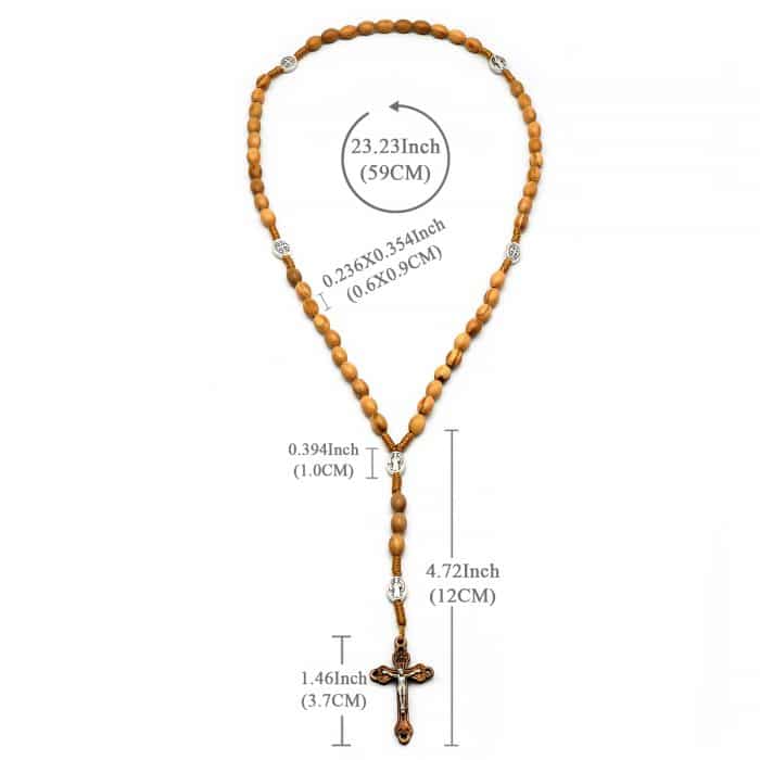 6x9毫米橄榄木珠玫瑰念珠绳编上主慈悲耶稣显灵圣母与圣本笃 Catholic religious art