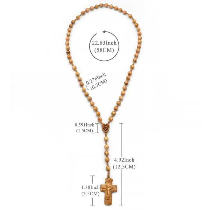 手工橄榄木绳编玫瑰念珠 - 附赠袋子与卡片 Catholic religious art