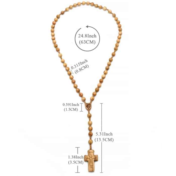 手工橄榄木绳编玫瑰念珠 - 附赠袋子与卡片 Catholic religious art