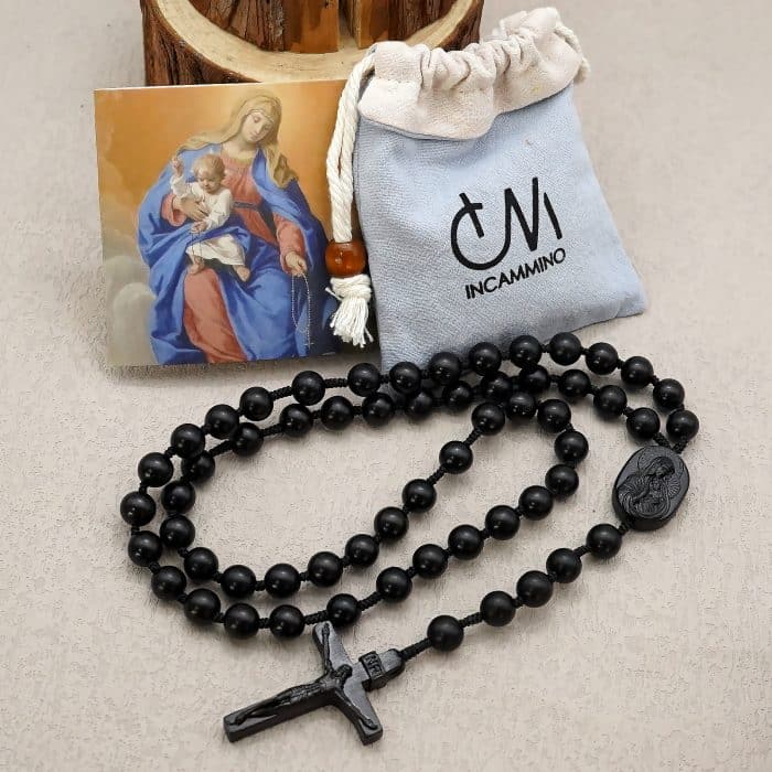 玫瑰念珠-紫檀圣母子经典款-8mm珠 Catholic religious art