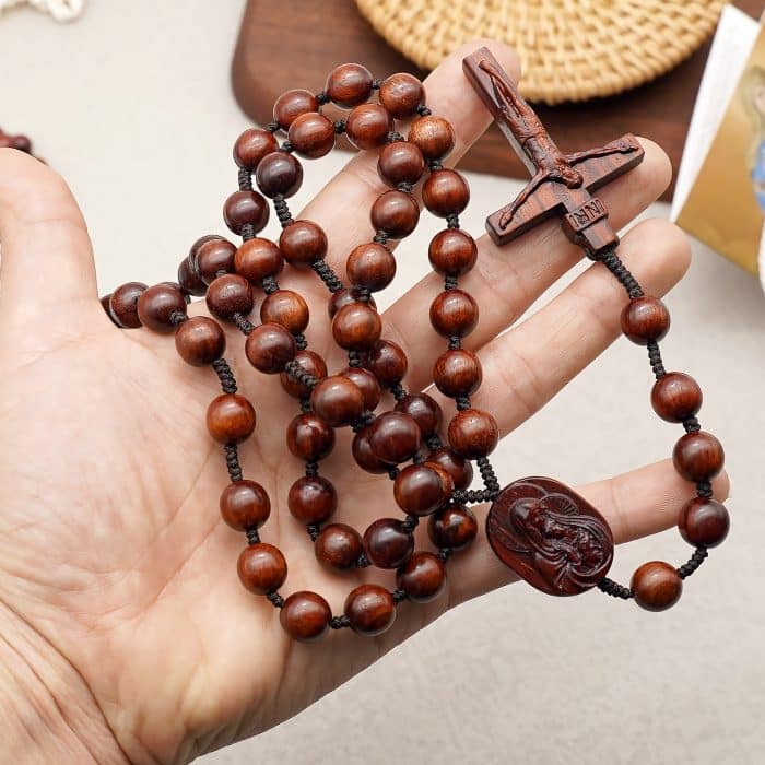 玫瑰念珠-紫檀圣母子经典款-8mm珠 Catholic religious art