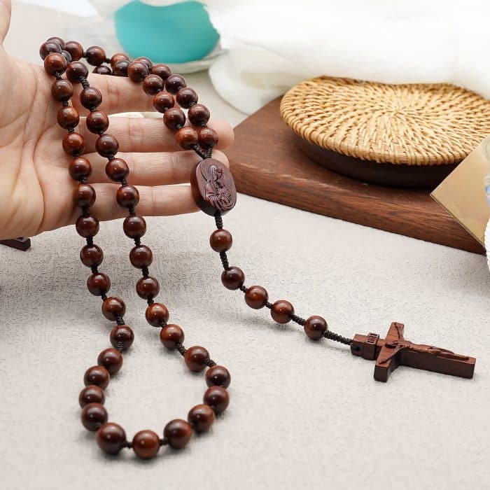 玫瑰念珠-紫檀圣母子经典款-8mm珠 Catholic religious art