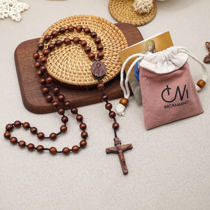 玫瑰念珠-紫檀圣母子经典款-8mm珠 Catholic religious art